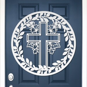 Easter Cross Wreath, Easter Wreath for Front Door Cross, Easter Wreath Sign, Outdoor Easter Decor, Religious Easter Wreath, Christian Spring