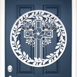 Easter Cross Wreath, Easter Wreath for Front Door, Religious Easter Wreath, Christian Easter Decor, Easter Outdoor Decorations, Door Hanger