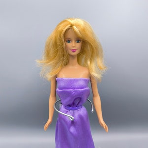 Vintage Barbie 90s, Barbie in vintage purple dress and shoes, Bob Mackie face mould, Mattel 90s collectible doll, collectors gift