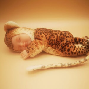 Vintage Annе Geddes collectible toy 2000s, baby leopard, baby in leopard costume, cute gift for child, adult, excellent condition