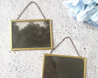 Vintage photo frames 19th century, photo on glass, rare vintage gift, collectible frames, antique room decor