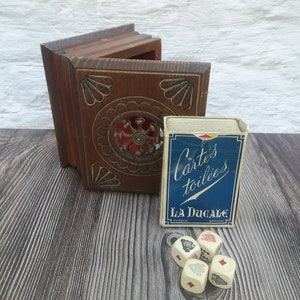 jeu vintage de cartes à jouer pour poker, bridge, canasta, édition deluxe, 54 cartes et dés, un cadeau pour un homme, pour un joueur, pour lui