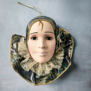Vintage porcelain mask, Venetian mask, carnival mask, large mask for wall decoration, vintage wall decor, beautiful wall mask