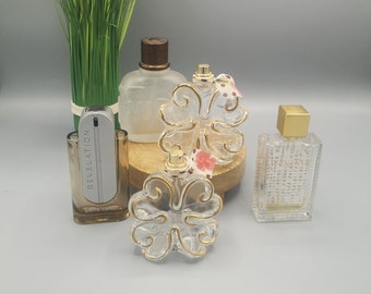 ensemble vintage de 5 flacons de parfum, flacons de parfum français des années 1990-2000, maison vintage, décor de salle de bain, flacon de parfum de collection