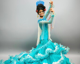 Poupée Folklorique Vintage – Danseuse De Flamenco Espagnole En Tissu Bourré