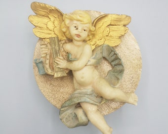 ange mural en céramique vintage, figurine d'ange, décoration murale vintage, cadeau mignon, ange comme cadeau de collection