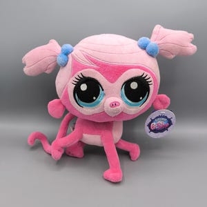 LPS Minka Mark Plush toy by Hasbro/Famosa, authentic LPS, large pink monkey, LPS collection, vintage gift for collector