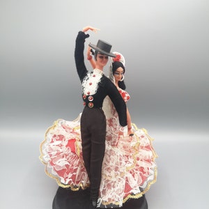 Vintage Marin Chiclana couple, Spanish flamenco dancers, collectible plastic dolls from the 60s, collector&#39;s gift, rare regional dolls