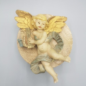 Vintage ceramic wall angel, angel figurine, vintage wall decor, cute gift, angel as a collector&#39;s gift