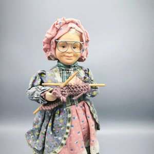Vintage Musical Porcelain Doll, Rare Collectible Grandmother Doll