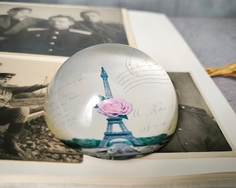 Pisapapeles vintage con Torre Eiffel y rosa, pisapapeles francés, decoración de escritorio, regalo encantador para hombre, socio comercial, coleccionista