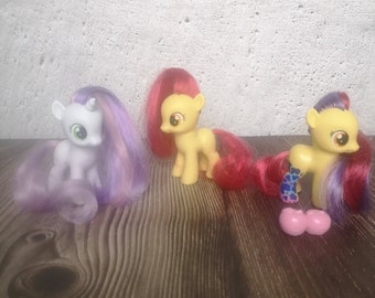 Vintage MLP G4 Sweetie Belle, Apple Bloom, Apple Bloom Wild Rainbow, collectible ponies Hasbro, collectors gift