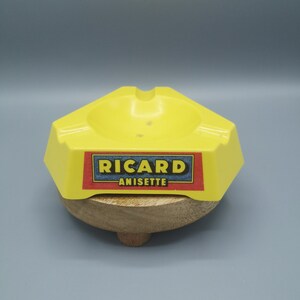Vintage French Yellow Ricard Anisette Ashtray, French Triangular