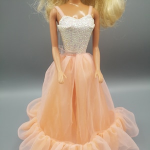 Vintage Peach n Cream Barbie dress 1984, rare Barbie outfit, collectors gift