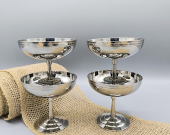 LOT DE 6 coupes à glace + 6 cuillères, en inox. EUR 8,00 - FR