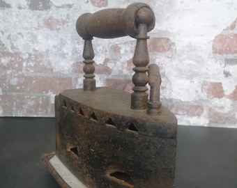 Antique cast iron on a stand, vintage cast iron 19th century, France, home decor