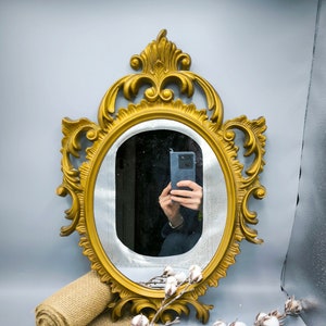 Vintage baroque style mirror, 60s, made in Italy, classic gilded antique mirror, vintage wall decor, mirror as a vintage gift