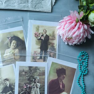 Conjunto vintage de 5 postales de finales del siglo XIX y principios del XX, fotografías antiguas, fotografías vintage en color, saludo original de la antigua Francia