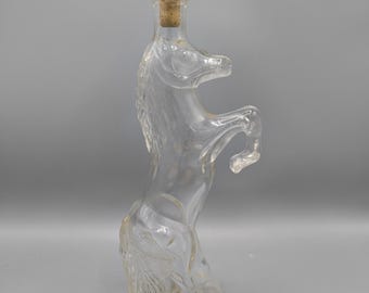 Botella vintage con forma de caballo y tapón, botella de vidrio coleccionable con forma de caballo, decantador con forma de caballo, decoración ecuestre para bar.