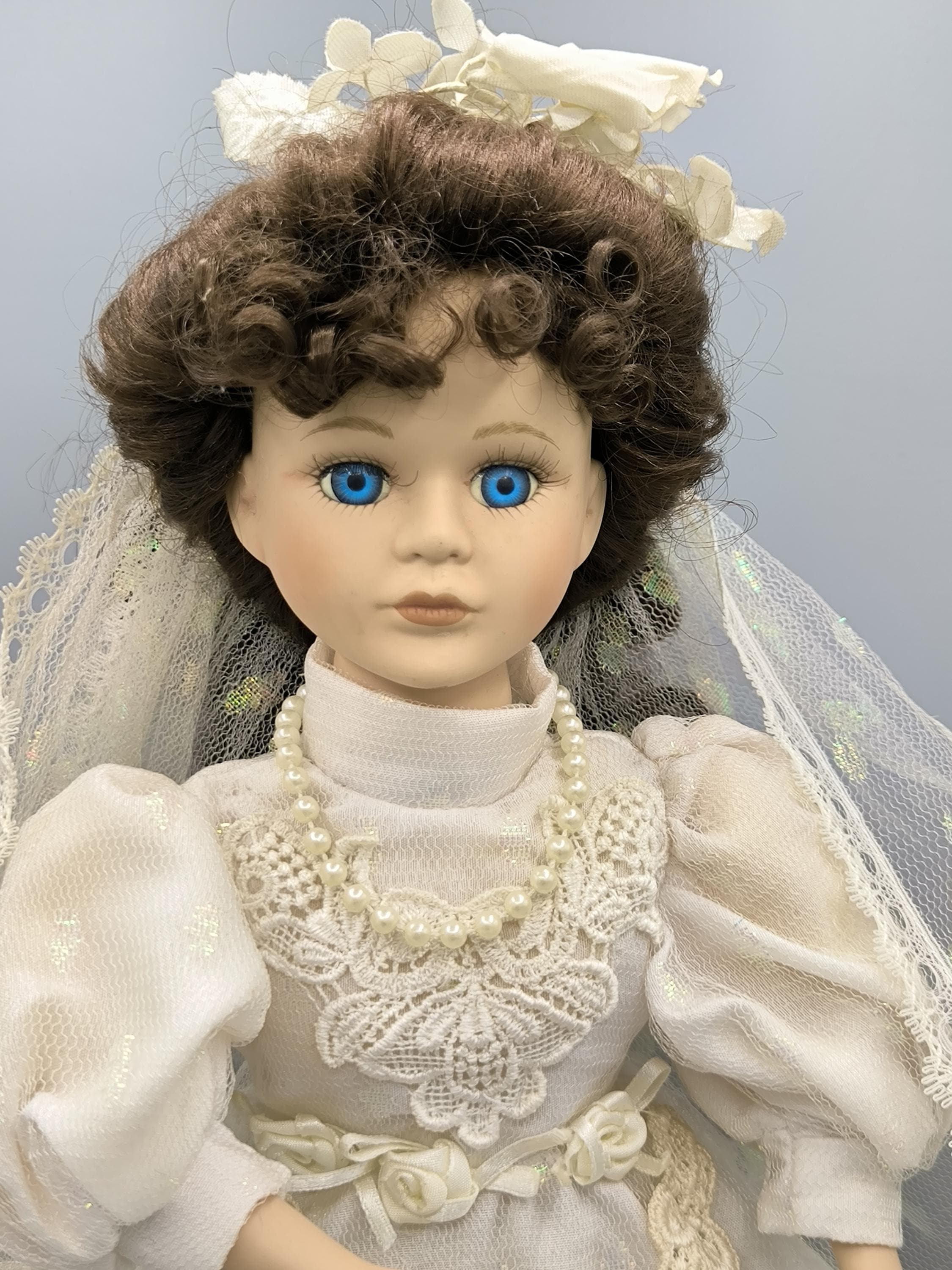 vintage doll in wedding dress cute Antique Bride Doll