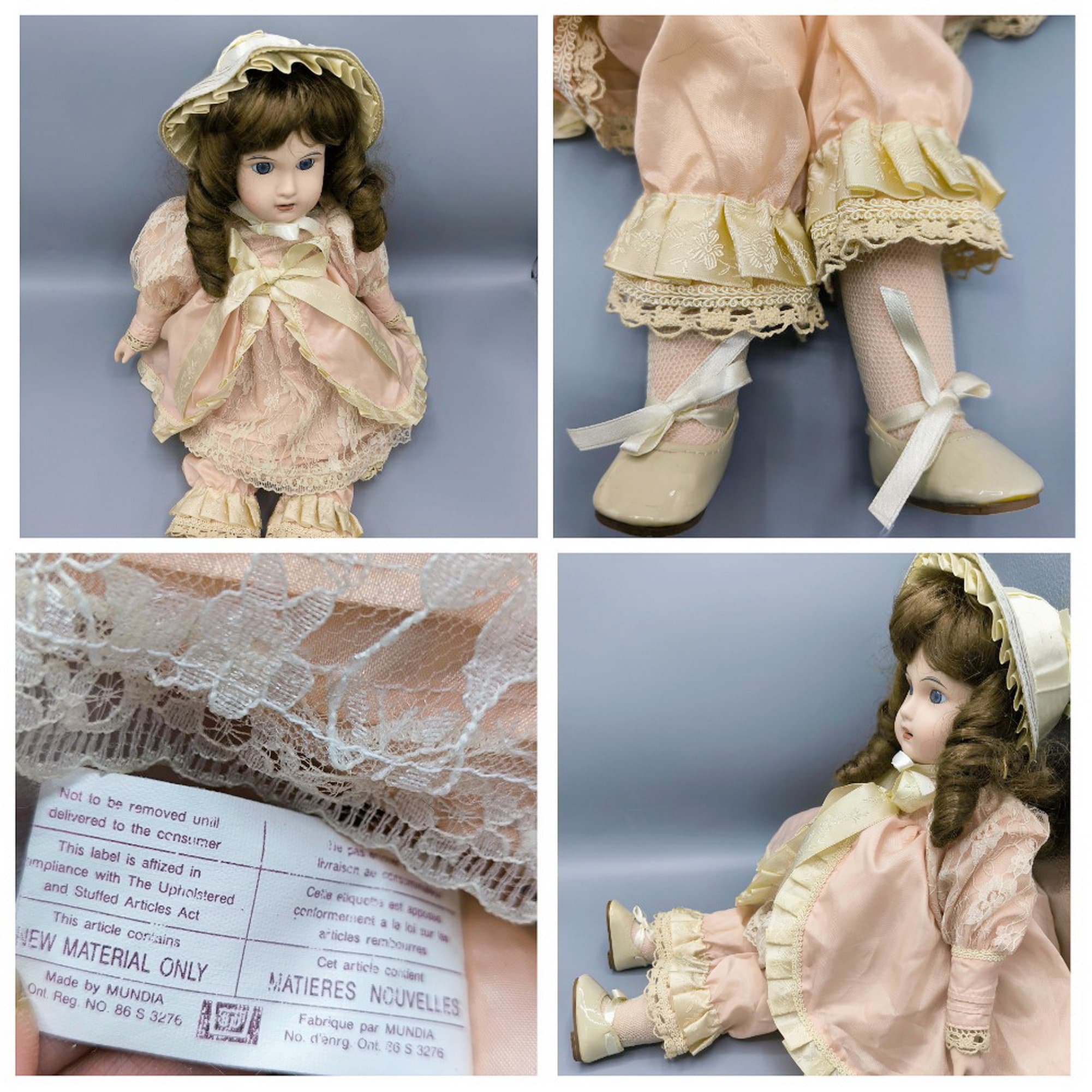 Vintage Porcelain Mundia Doll Christine & Cecile 80-90s