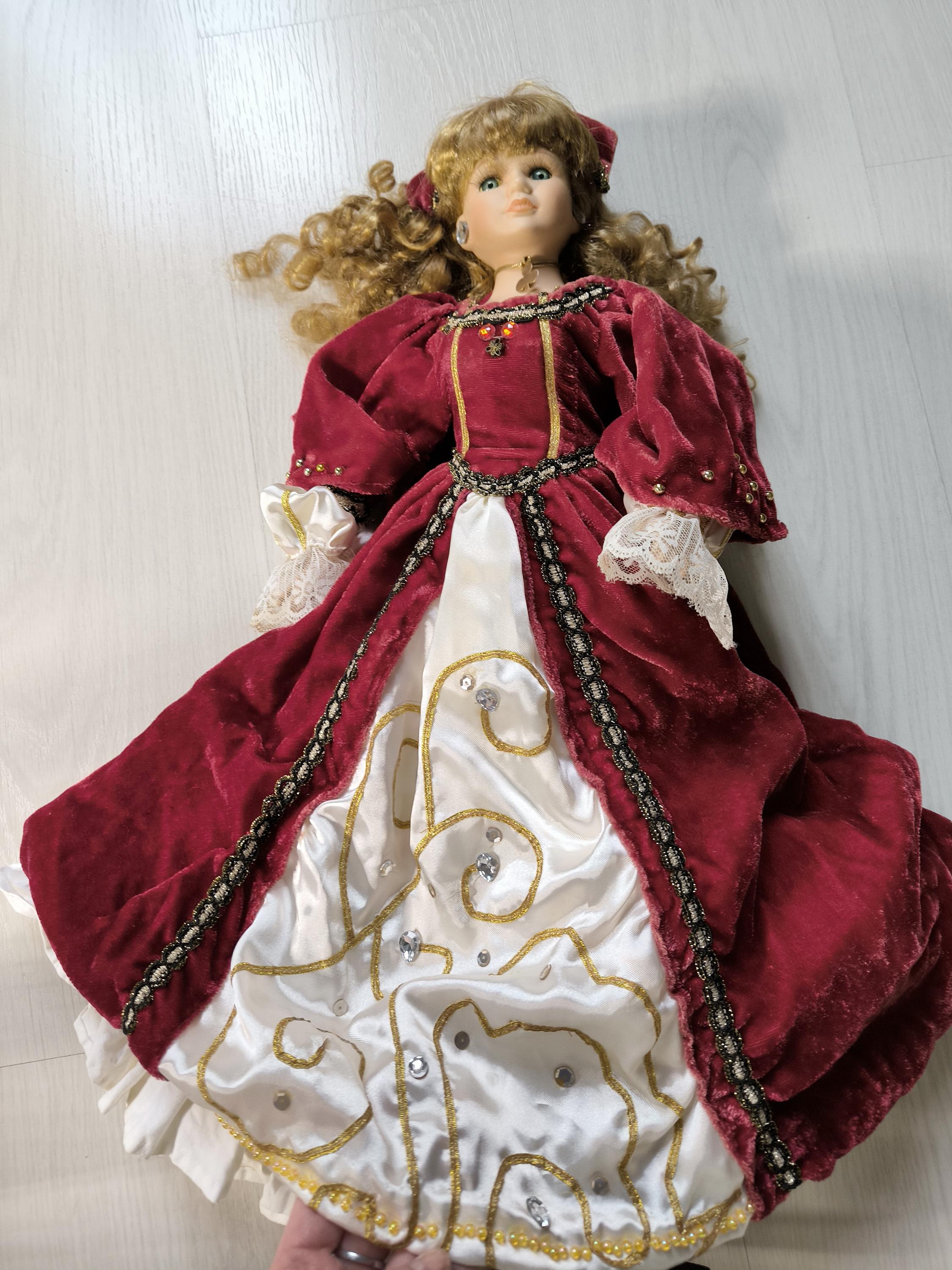 ROBE en soie pour poupée ancienne moderne vintage taille 27 cm Bleuette