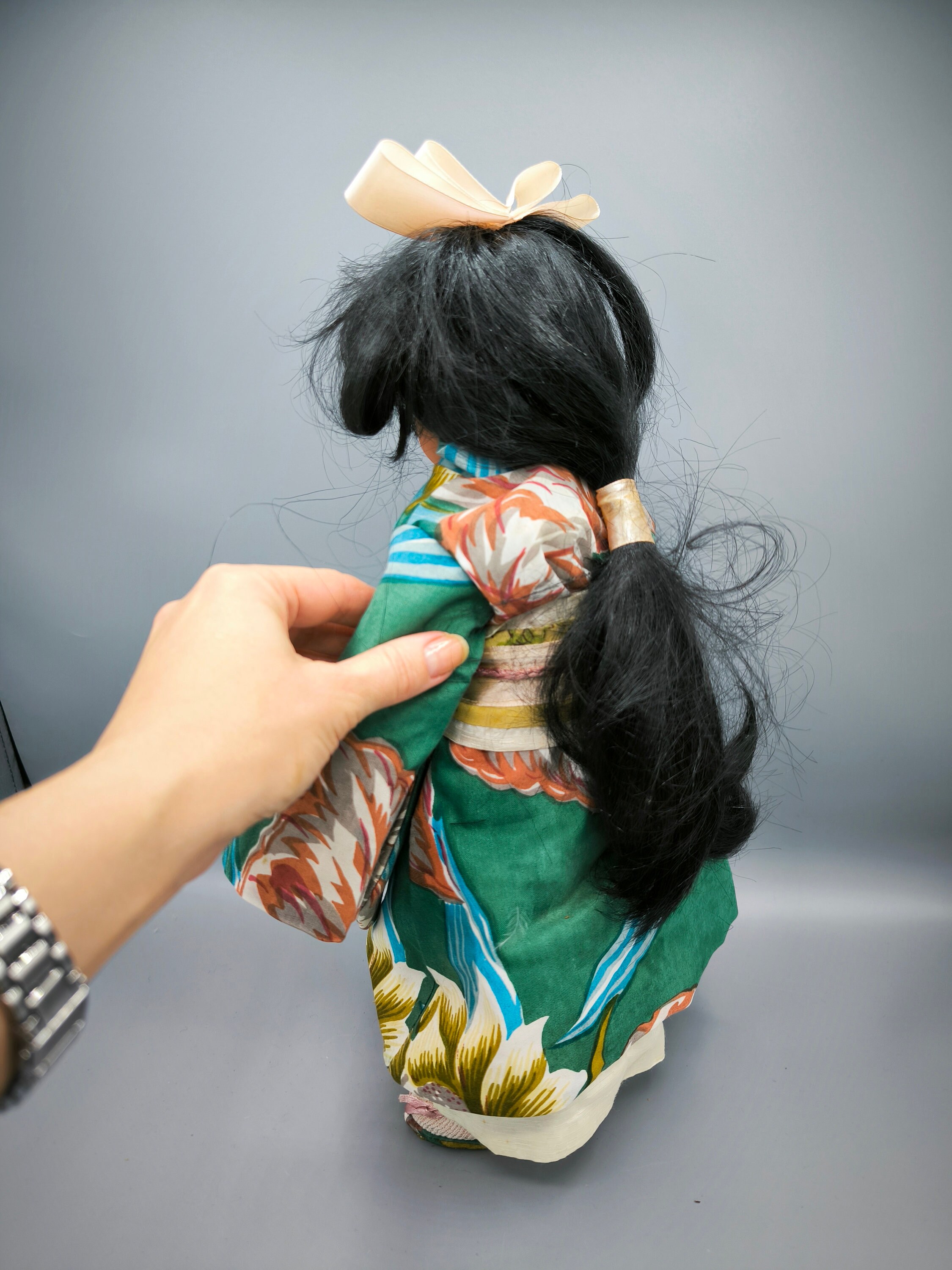 Vintage Porcelain Doll 1970s in Japanese Outfit, Rare Collectible