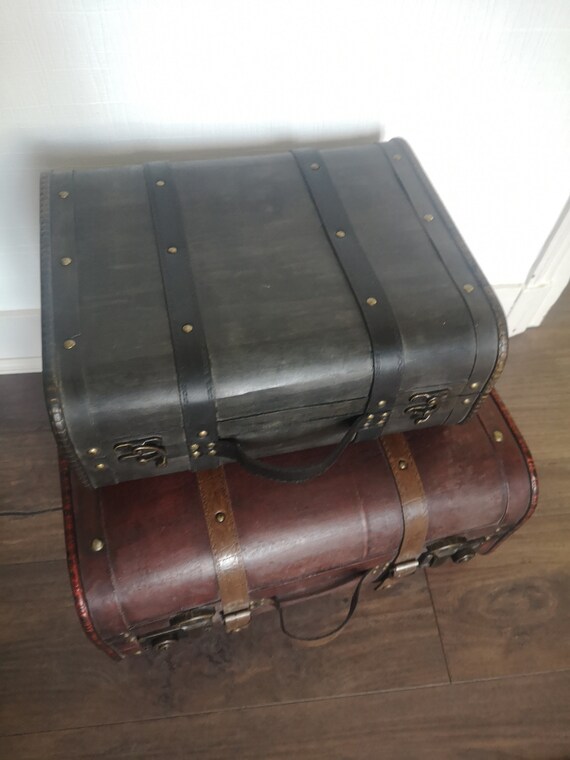 Vintage wooden suitcase-box, antique suitcase, tr… - image 5