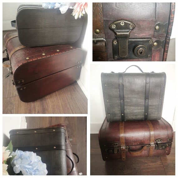Vintage wooden suitcase-box, antique suitcase, tr… - image 9
