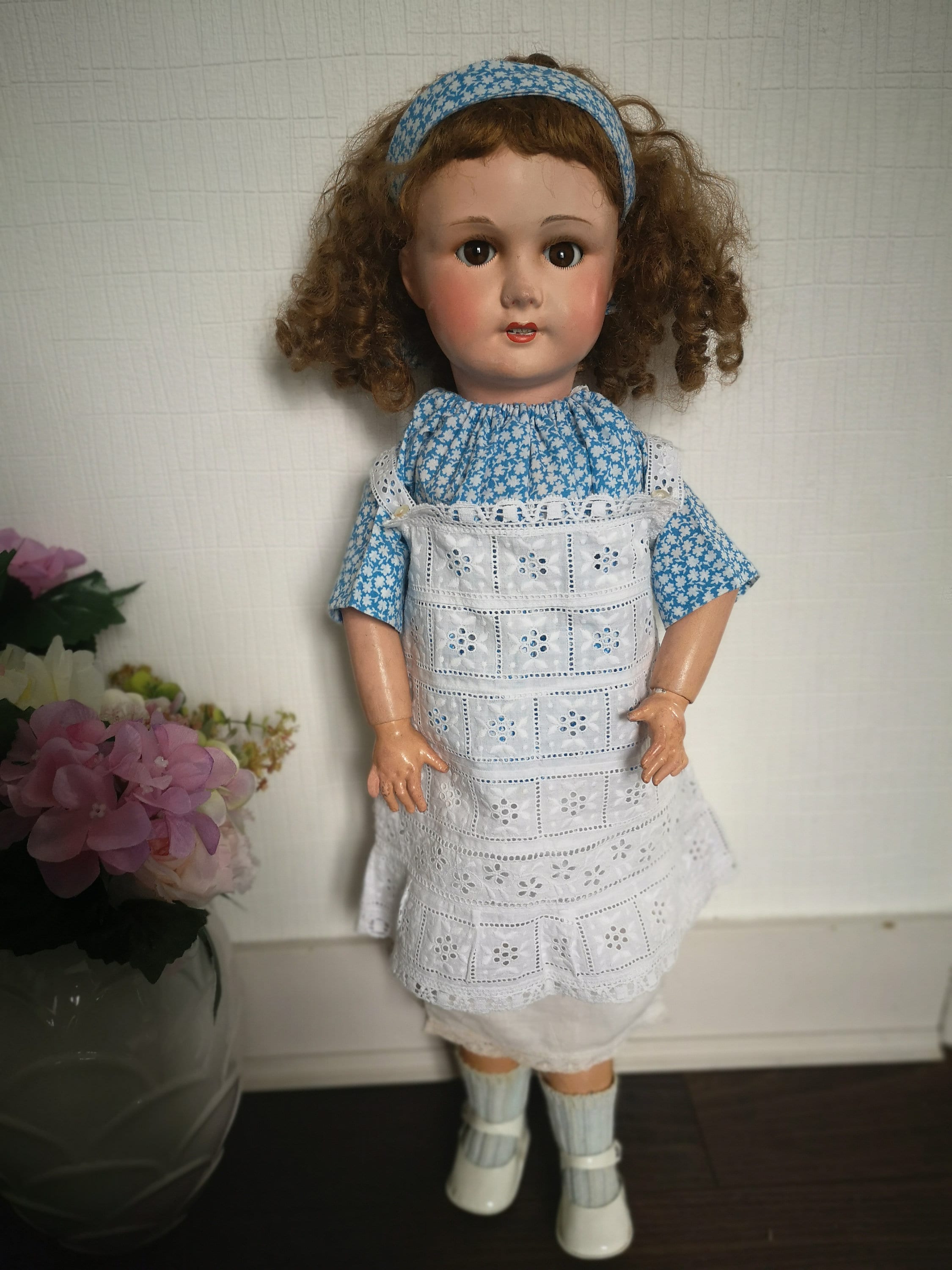 Ancienne Poupée Française Composition – SFBJ Années Folles – Art Déco – 19 Cm – Tête Accidentée