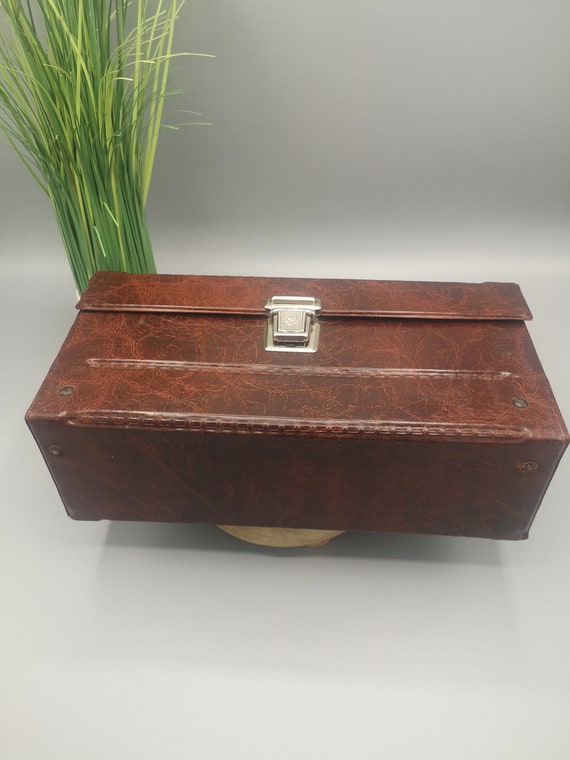 Vintage small suitcase with handle, cardboard and… - image 6