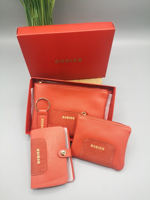 Vintage French gift set Rodier, red wallet, small… - image 2