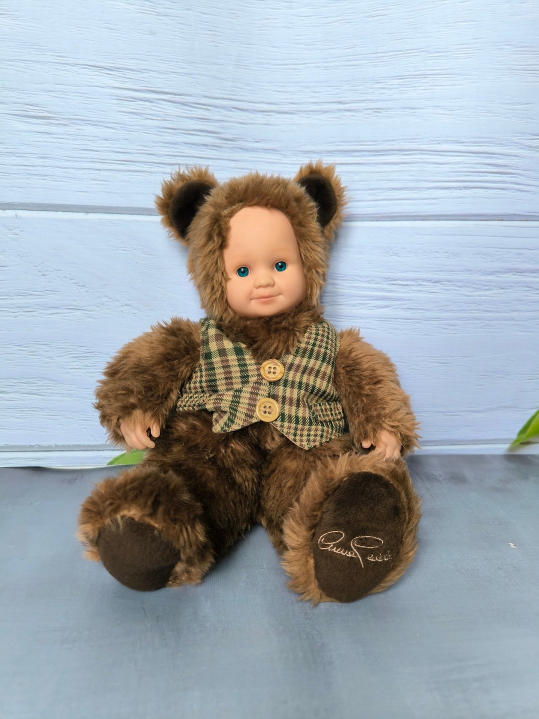 Vintage Plush Toy Anne Geddes, Baby in Bear Costume, Cute Baby