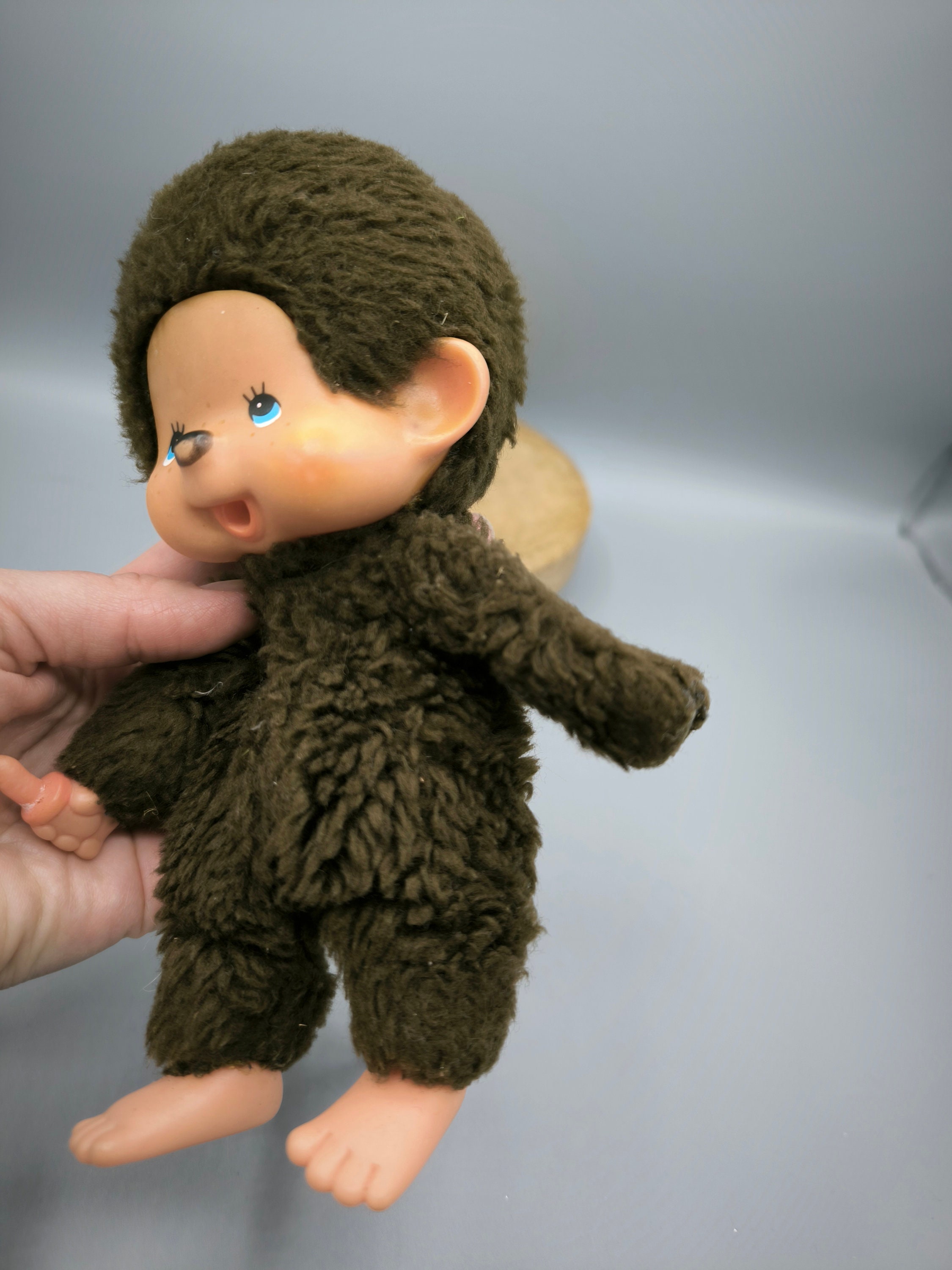 Vintage Kiki Monchhichi Sekiguchi by Ajena 70-80s, Blue Eyes, Made