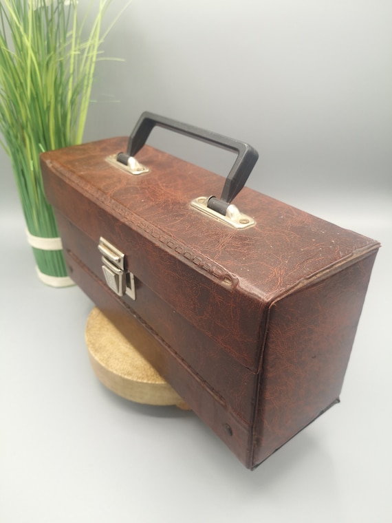 Vintage small suitcase with handle, cardboard and… - image 5