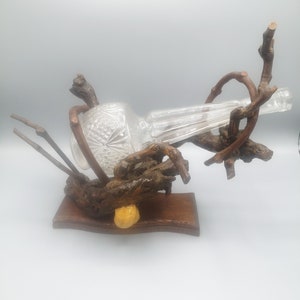 Portabottiglie vintage con decanter, portabottiglie con vite, oggetto da collezione originale, fantastico regalo per un uomo, decorazione per la cucina, arredamento per la tavola
