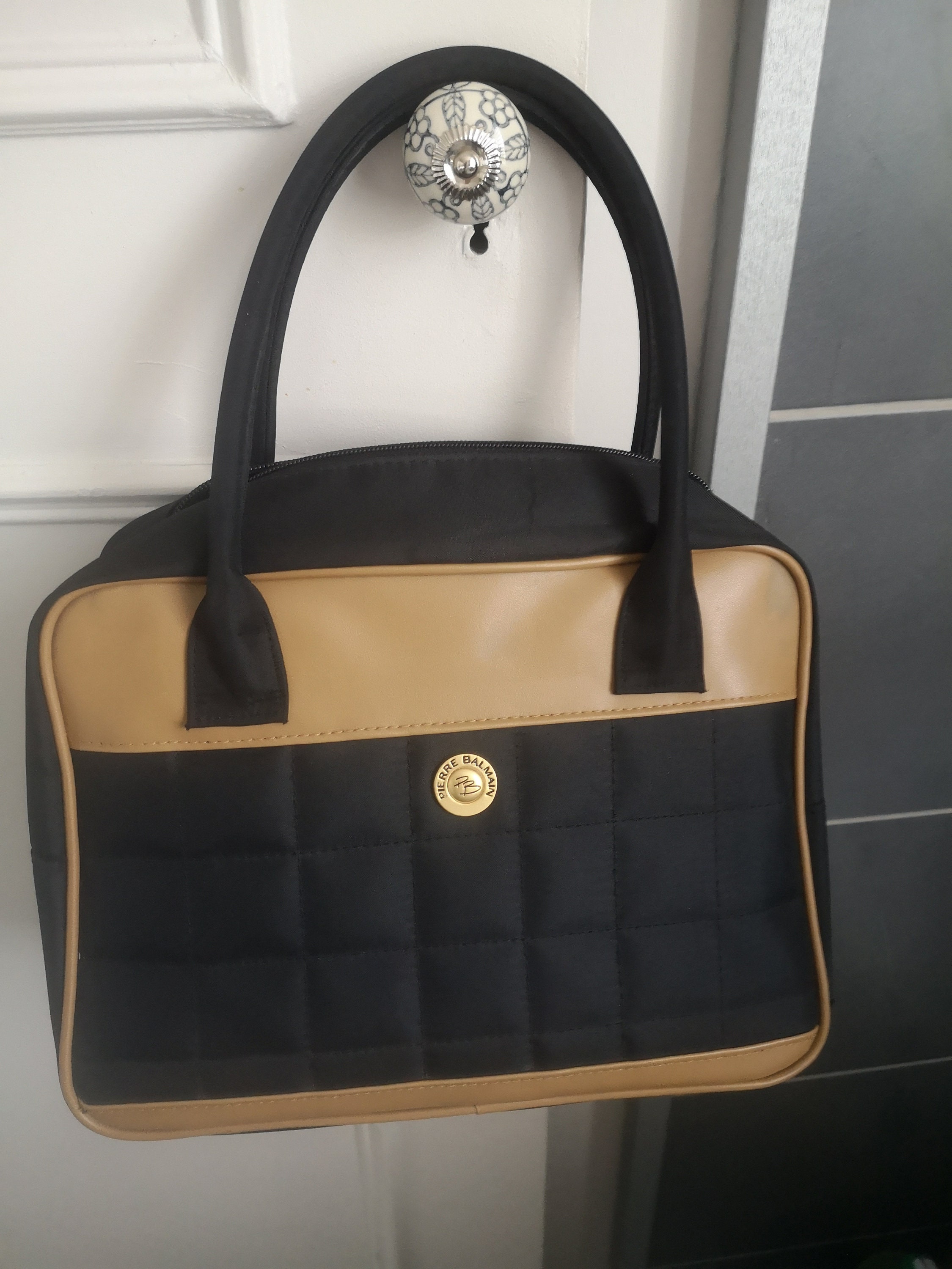 Vintage Pierre Balmain kleine Reisetasche Stoff und Kunstleder sehr guter Zustand wie neu Etsy