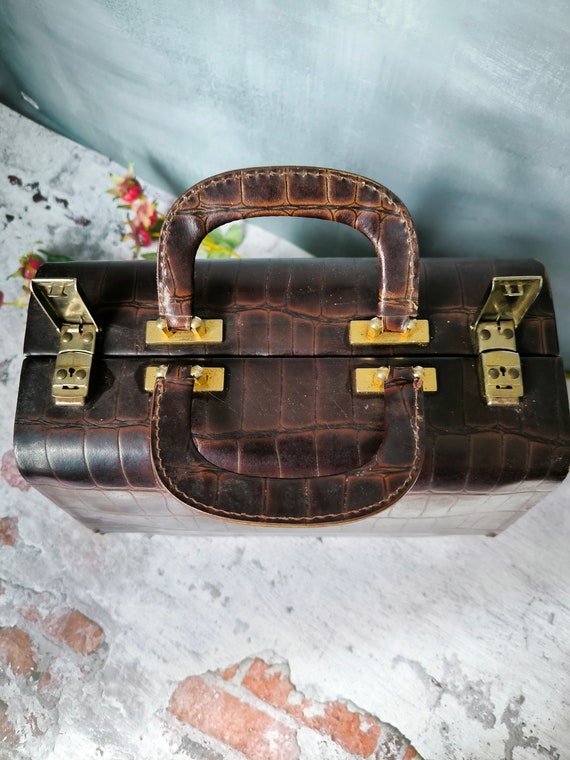 Antique satchel bag 1920-30th years, leather brow… - image 6