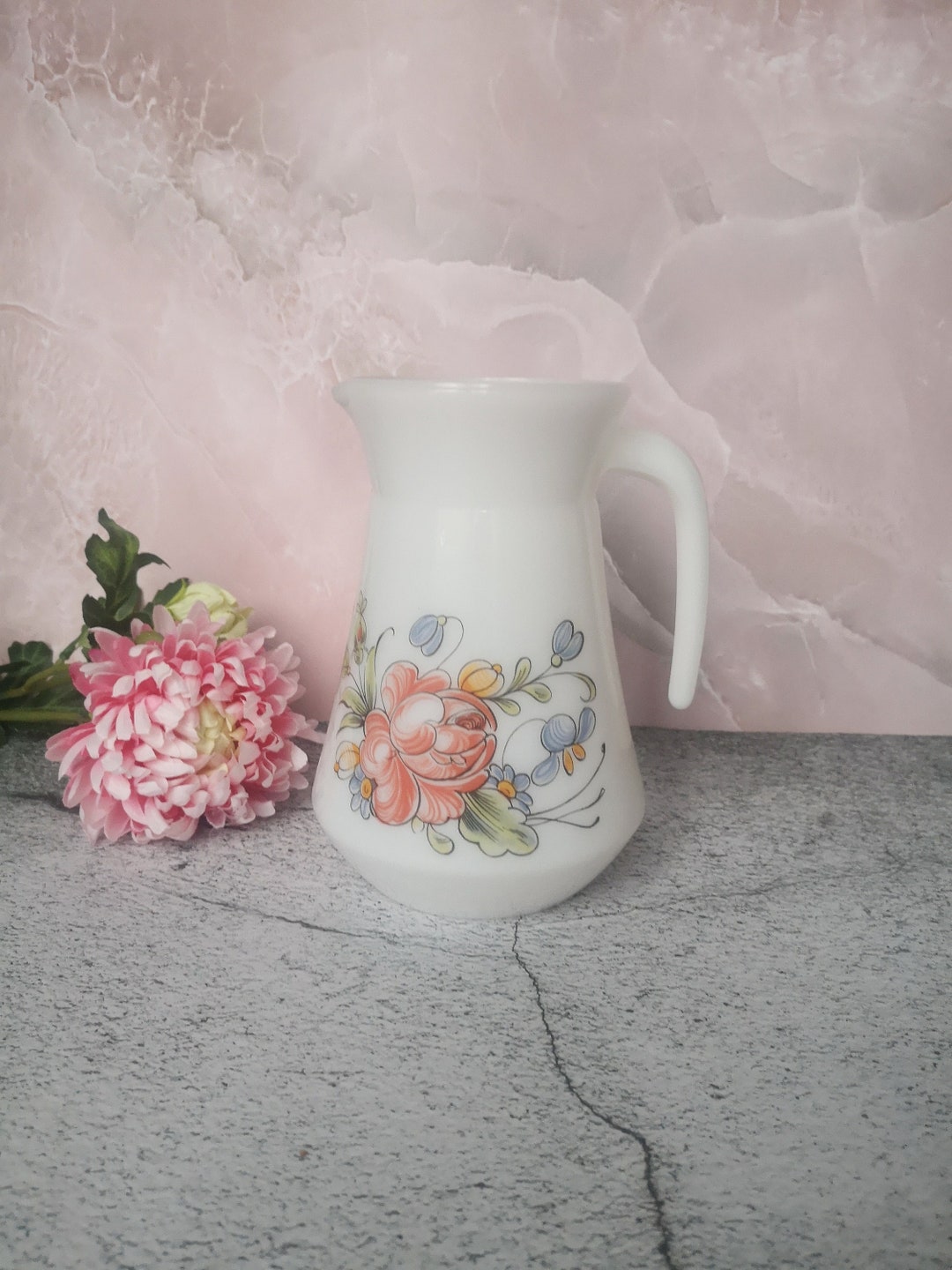 Vintage Arcopal Tempered Glass Jug Sturdy Retro Style French Etsy