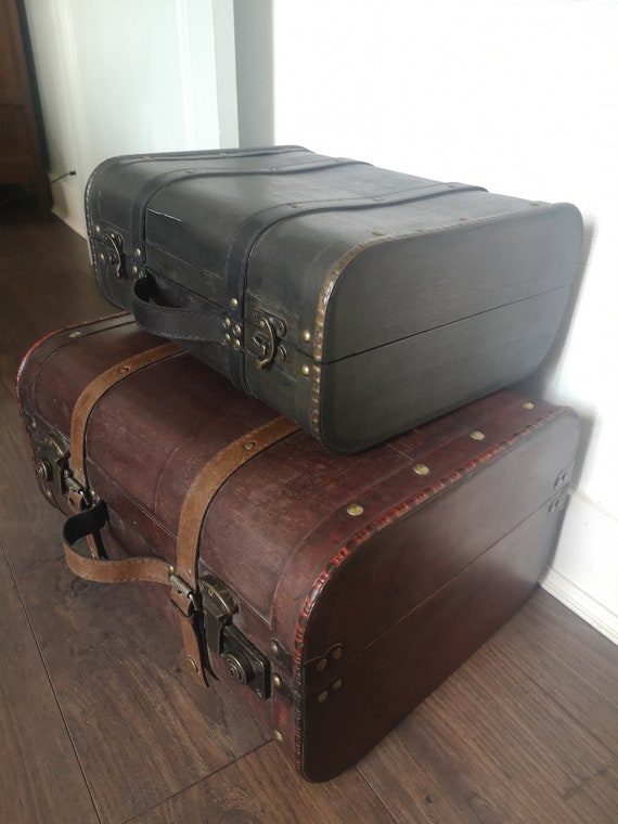 Vintage wooden suitcase-box, antique suitcase, tr… - image 3