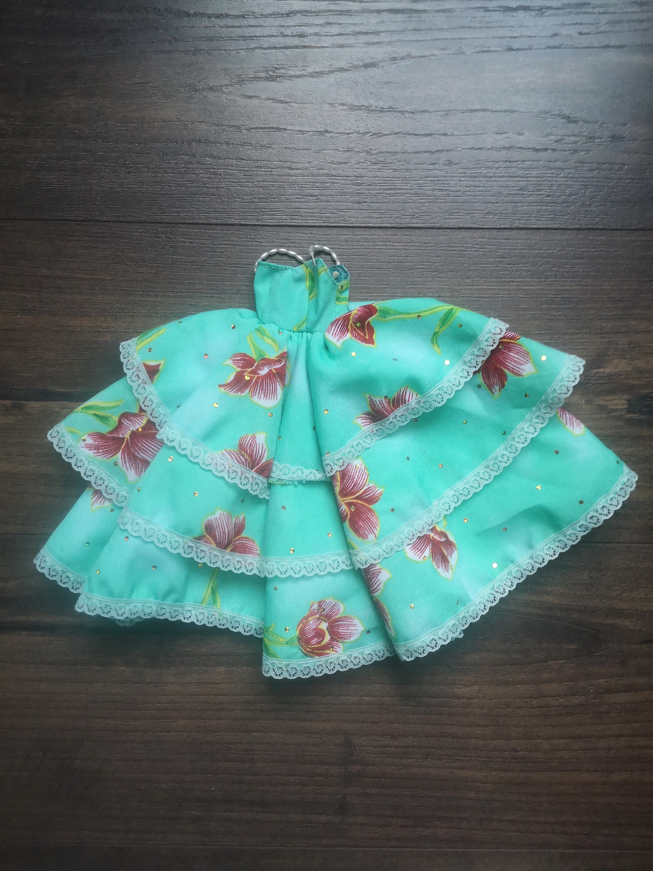 Vintage Barbie Dress, Vintage Dolls Dress, Green Dress With Flowers - Etsy  UK