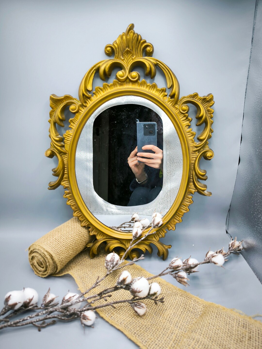 Vintage Baroque Style Mirror, 60s, Made in Italy, Classic Gilded Antique Mirror, Vintage Wall