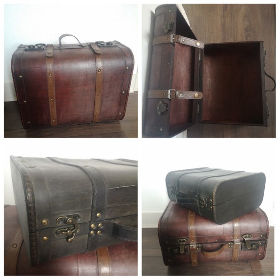 Vintage wooden suitcase-box, antique suitcase, tr… - image 10