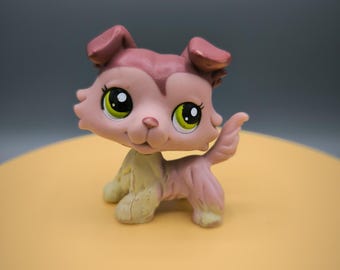 Littlest Pet Shop Collie #1723, Authentic Pet Figurine, Plum/beige