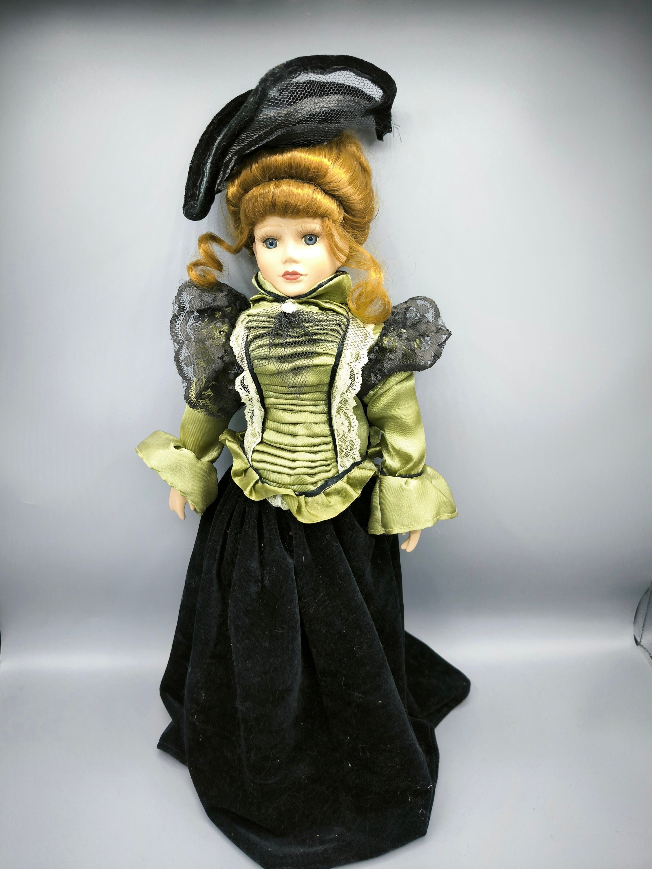 Vintage Porcelain Doll in Victorian Dress, Beautiful Collectible