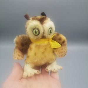 Búho vintage Wittie Steiff 1960s, peluche coleccionable Steiff, Alemania, regalo de coleccionista, perfecto estado