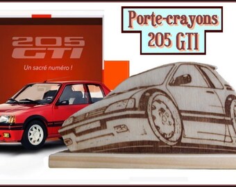 Porte-crayons bois Peugeot 205 GTI