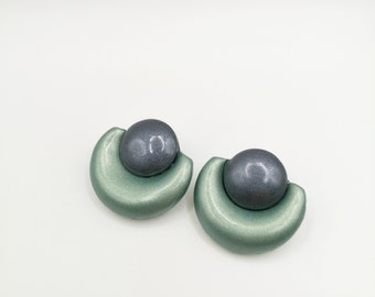 Elegant circular earrings, green-black boho earrings