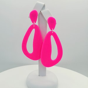 Minimalist earrings pink-pink neon trend 2022 disco hoop earrings party summer jewelry statement gift for her, good mood gift