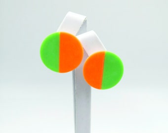 Orange-grün Ohrstecker/Clips, neon farbe
